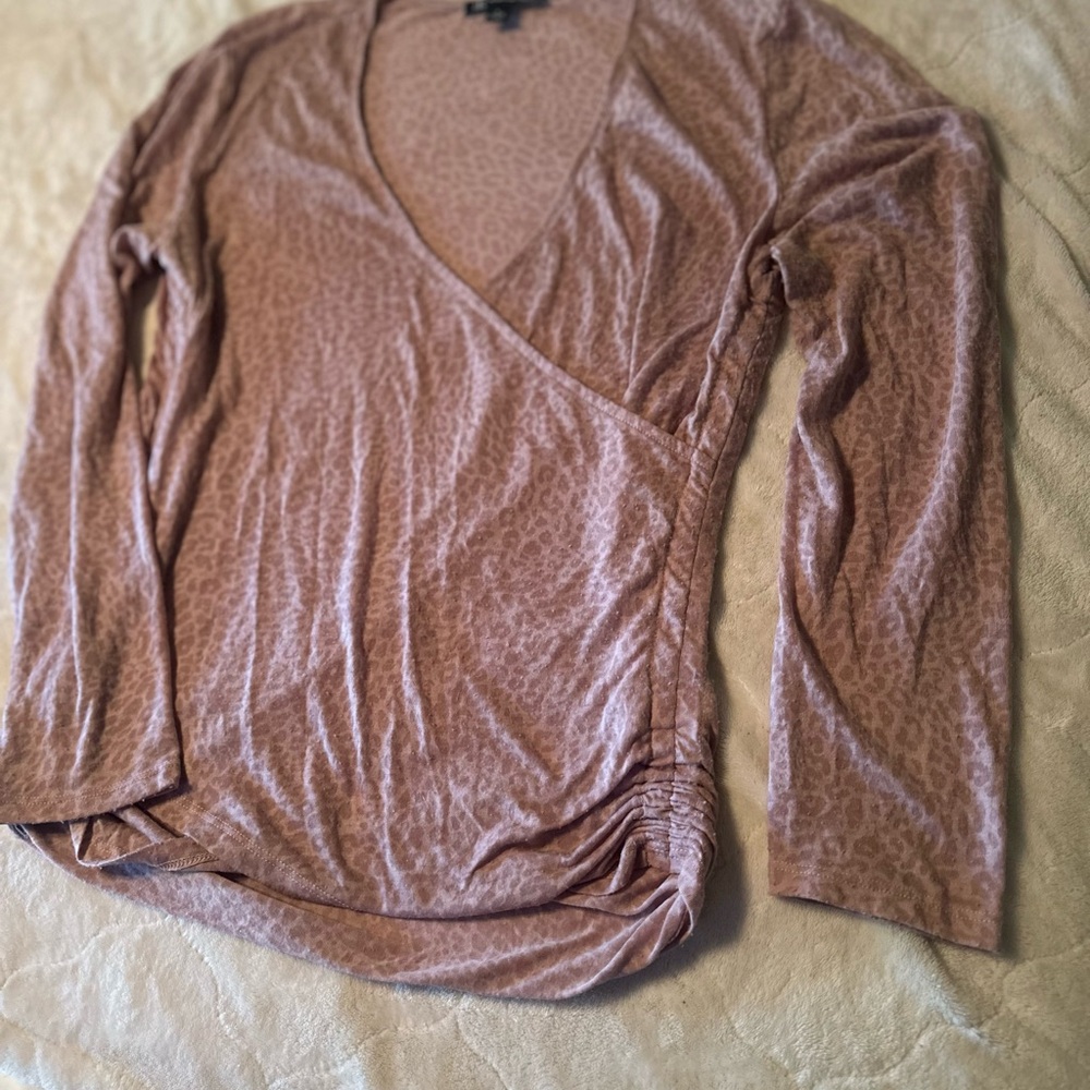 INC International Concepts Pink Leopard Wrap Blouse